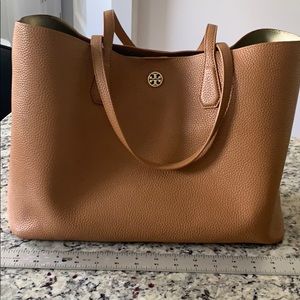 Tory Burch Perry Tote in brown with gold interior